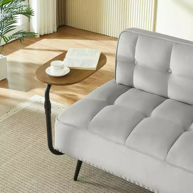 GDFStudio Lenee Velvet Loveseat with 360 Swivel Tablet Stand and Nailhead Trim