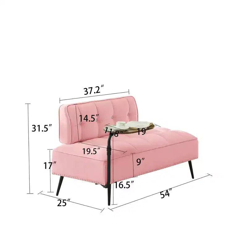GDFStudio Lenee Velvet Loveseat with 360 Swivel Tablet Stand and Nailhead Trim