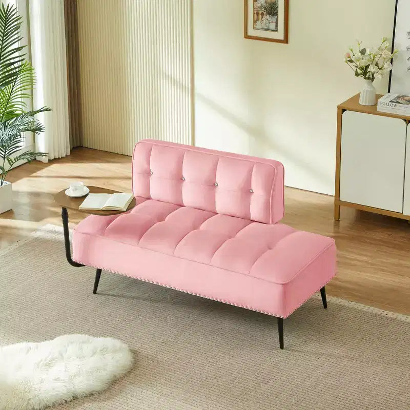 GDFStudio Lenee Velvet Loveseat with 360 Swivel Tablet Stand and Nailhead Trim