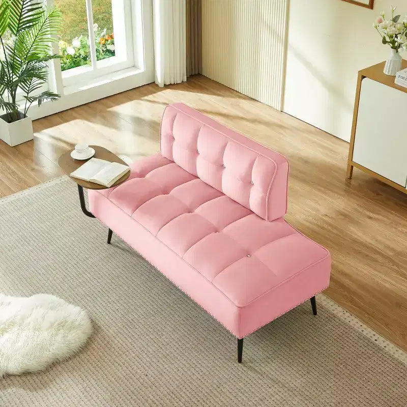 GDFStudio Lenee Velvet Loveseat with 360 Swivel Tablet Stand and Nailhead Trim