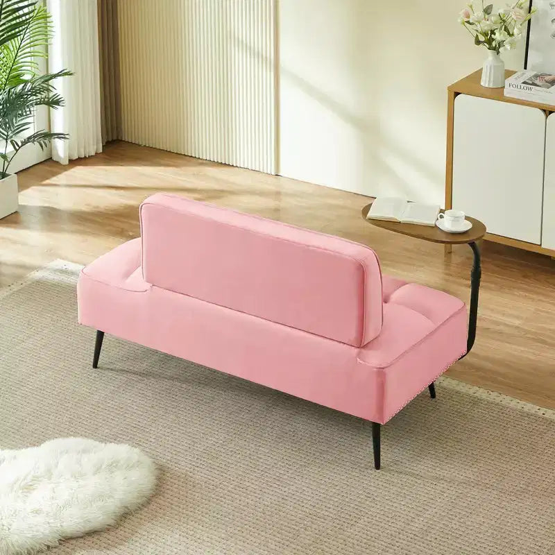 GDFStudio Lenee Velvet Loveseat with 360 Swivel Tablet Stand and Nailhead Trim