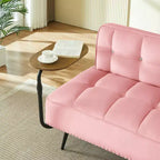 GDFStudio Lenee Velvet Loveseat with 360 Swivel Tablet Stand and Nailhead Trim