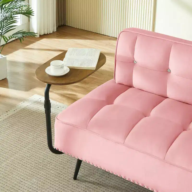 GDFStudio Lenee Velvet Loveseat with 360 Swivel Tablet Stand and Nailhead Trim