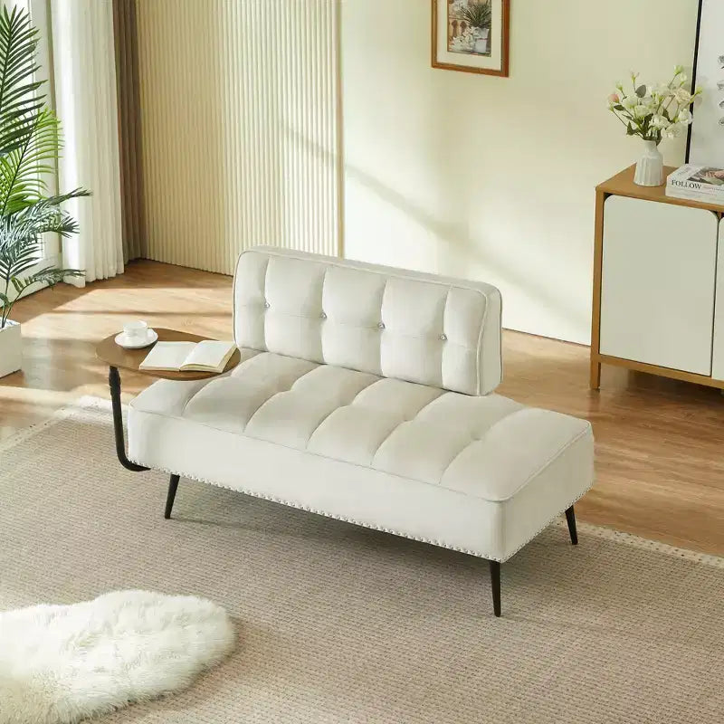 GDFStudio Lenee Velvet Loveseat with 360 Swivel Tablet Stand and Nailhead Trim