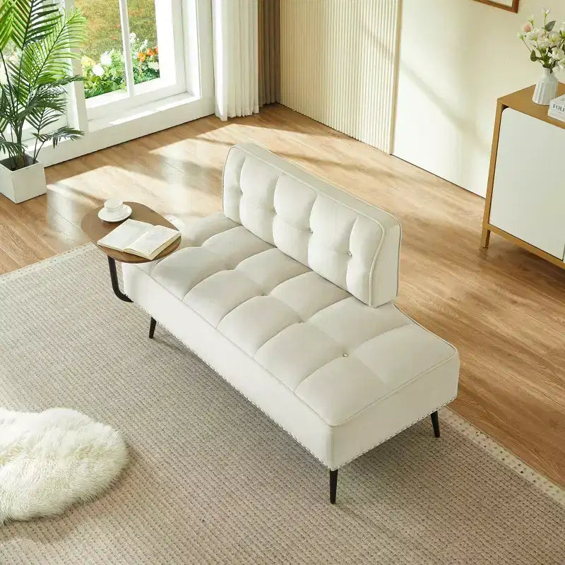 GDFStudio Lenee Velvet Loveseat with 360 Swivel Tablet Stand and Nailhead Trim