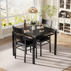 Dining Table Set with Upholstered Chairs, Compact Space-Saving Kitchen Furniture with Corner Guards for Apartment Home, Black, 2+1