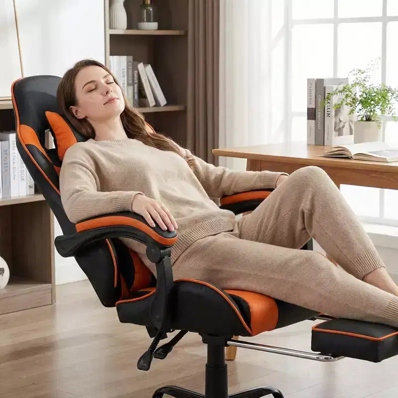 Gaming Chair with Footrest, Ergonomic Computer Chair with Headrest & Lumbar Support, Breathable Height Adjustable Game Chair for Home&Office