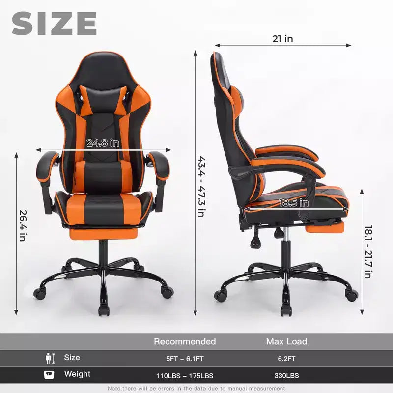 Gaming Chair with Footrest, Ergonomic Computer Chair with Headrest & Lumbar Support, Breathable Height Adjustable Game Chair for Home&Office
