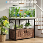 Heavy Duty Aquarium Stand for 40-50 Gallon Tank  Metal & Wood Cabinet, Holds 660lbs, Storage for Fish Accessories, Stylish Organizer for Home