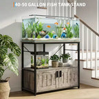 Heavy Duty Aquarium Stand for 40-50 Gallon Tank  Metal & Wood Cabinet, Holds 660lbs, Storage for Fish Accessories, Stylish Organizer for Home