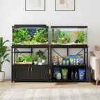 Heavy Duty Aquarium Stand for 40-50 Gallon Tank  Metal & Wood Cabinet, Holds 660lbs, Storage for Fish Accessories, Stylish Organizer for Home