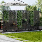 PexFix Outdoor Privacy Screen Metal Decorative Privacy Fence with Cutout Design Freestanding & Movable Weatherproof Room Divider for Patio Garden