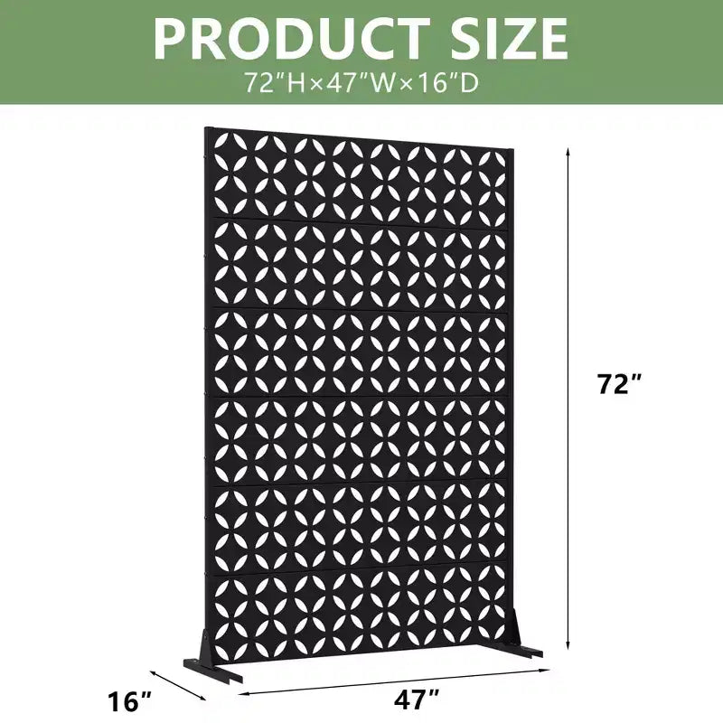 PexFix Outdoor Privacy Screen Metal Decorative Privacy Fence with Cutout Design Freestanding & Movable Weatherproof Room Divider for Patio Garden