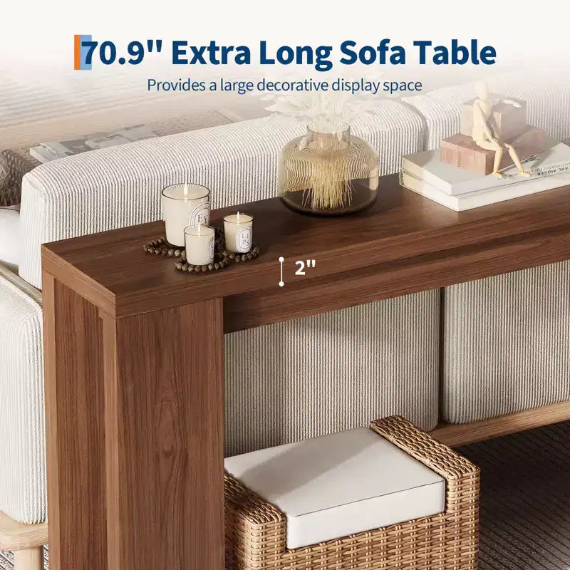 COZONY 70.9 Narrow Farmhouse Console Table, Rustic Wooden Sofa Table for Entryway or Living Room