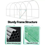 Walk-In Greenhouse Tunnel,Galvanized Steel Frame with 8 Mesh Ventilation Windows, Roll-Up Zipper Door, Durable PE Cover for Vegetables Flowers