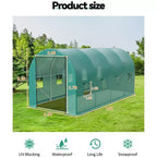 Walk-In Greenhouse Tunnel,Galvanized Steel Frame with 8 Mesh Ventilation Windows, Roll-Up Zipper Door, Durable PE Cover for Vegetables Flowers