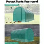 Walk-In Greenhouse Tunnel,Galvanized Steel Frame with 8 Mesh Ventilation Windows, Roll-Up Zipper Door, Durable PE Cover for Vegetables Flowers