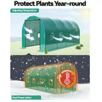 Walk-In Greenhouse Tunnel,Galvanized Steel Frame with 8 Mesh Ventilation Windows, Roll-Up Zipper Door, Durable PE Cover for Vegetables Flowers