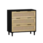 CuisinSmart Large Nightstand with Drawers, 31.5'' Rattan Dresser Nightstand with 3 Drawers for Living Room Bedroom