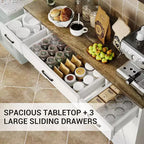 Farmhouse Sideboard Buffet Cabinet with Storage  55 Large Kitchen Buffet with 3 Drawers, Wood Coffee Bar Station for Dining Room & Living Room