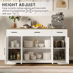 Farmhouse Sideboard Buffet Cabinet with Storage  55 Large Kitchen Buffet with 3 Drawers, Wood Coffee Bar Station for Dining Room & Living Room