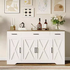 Farmhouse Sideboard Buffet Cabinet with Storage  55 Large Kitchen Buffet with 3 Drawers, Wood Coffee Bar Station for Dining Room & Living Room