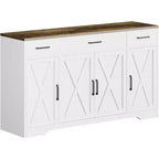 Farmhouse Sideboard Buffet Cabinet with Storage  55 Large Kitchen Buffet with 3 Drawers, Wood Coffee Bar Station for Dining Room & Living Room