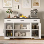 Farmhouse Sideboard Buffet Cabinet with Storage  55 Large Kitchen Buffet with 3 Drawers, Wood Coffee Bar Station for Dining Room & Living Room