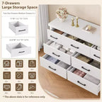 7-Drawer Dresser for Bedroom - Modern Wood Organizer with Metal Handles for Living Room Closet Entryway