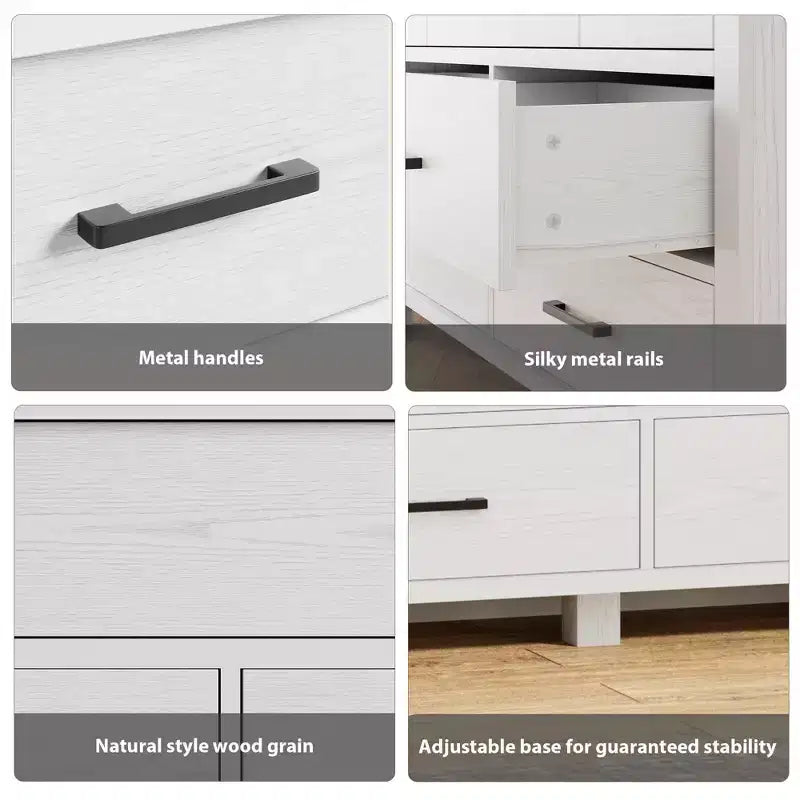 7-Drawer Dresser for Bedroom - Modern Wood Organizer with Metal Handles for Living Room Closet Entryway