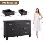 7-Drawer Dresser for Bedroom - Modern Wood Organizer with Metal Handles for Living Room Closet Entryway