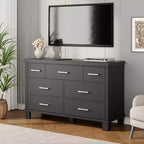 7-Drawer Dresser for Bedroom - Modern Wood Organizer with Metal Handles for Living Room Closet Entryway