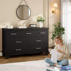 7-Drawer Dresser for Bedroom - Modern Wood Organizer with Metal Handles for Living Room Closet Entryway
