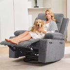 Swivel Rocker Recliner Chair with Massage & Heat, 360 Glider with Cup Holders & Side Pockets, Ergonomic Lounge Sofa for Living Room, RV, Nursery