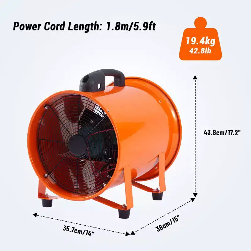 Fan, Blower Fan  Heavy Duty 12-Inch Portable Blower Fan, 580W High-Speed Motor with 3500 CFM Airflow, 32.8FT Flexible Duct, Low Noise Exhaust