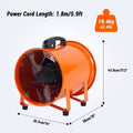 Fan, Blower Fan  Heavy Duty 12-Inch Portable Blower Fan, 580W High-Speed Motor with 3500 CFM Airflow, 32.8FT Flexible Duct, Low Noise Exhaust