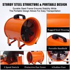 Fan, Blower Fan  Heavy Duty 12-Inch Portable Blower Fan, 580W High-Speed Motor with 3500 CFM Airflow, 32.8FT Flexible Duct, Low Noise Exhaust