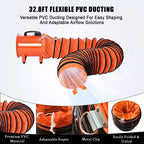 Fan, Blower Fan  Heavy Duty 12-Inch Portable Blower Fan, 580W High-Speed Motor with 3500 CFM Airflow, 32.8FT Flexible Duct, Low Noise Exhaust