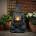 GDFStudio Noel Zen-Style 28 2-Tier Meditating Buddha Water Fountain with Pump