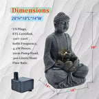 GDFStudio Noel Zen-Style 28 2-Tier Meditating Buddha Water Fountain with Pump