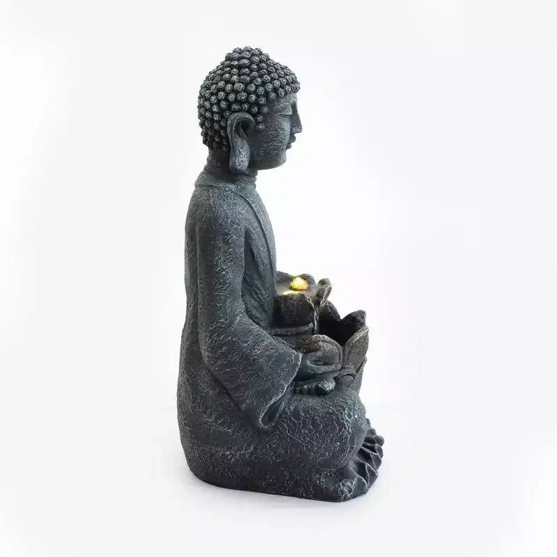 GDFStudio Noel Zen-Style 28 2-Tier Meditating Buddha Water Fountain with Pump