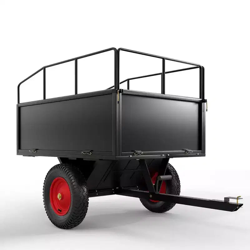 Dump Cart, Utility Trailer  ATV UTV Tow Behind Dump Cart, 1600 lbs Capacity 22 Cubic Feet Heavy Duty Yard Garden Trailer with Removable Sides