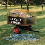 Dump Cart, Utility Trailer  ATV UTV Tow Behind Dump Cart, 1600 lbs Capacity 22 Cubic Feet Heavy Duty Yard Garden Trailer with Removable Sides