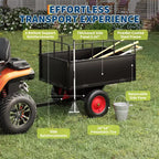 Dump Cart, Utility Trailer  ATV UTV Tow Behind Dump Cart, 1600 lbs Capacity 22 Cubic Feet Heavy Duty Yard Garden Trailer with Removable Sides