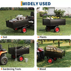 Dump Cart, Utility Trailer  ATV UTV Tow Behind Dump Cart, 1600 lbs Capacity 22 Cubic Feet Heavy Duty Yard Garden Trailer with Removable Sides