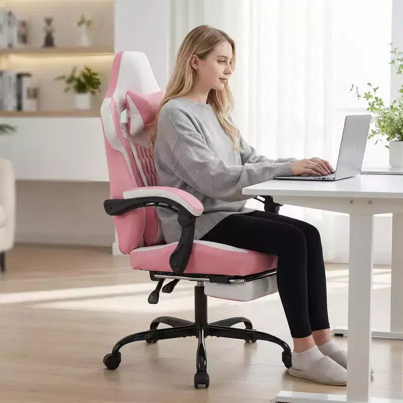 LauKingdom Gaming Chair with Footrest, Ergonomic High-Back Gamer Chair, Adjustable Headrest & Lumbar, PU Leather Racing Style for Office & Home
