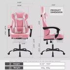 LauKingdom Gaming Chair with Footrest, Ergonomic High-Back Gamer Chair, Adjustable Headrest & Lumbar, PU Leather Racing Style for Office & Home