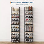 10-Tier Sturdy Metal Shoe Rack with Removable Fabric Shelves, Tall Space-Saving Corner Organizer for Closet, Entrance, Living Room