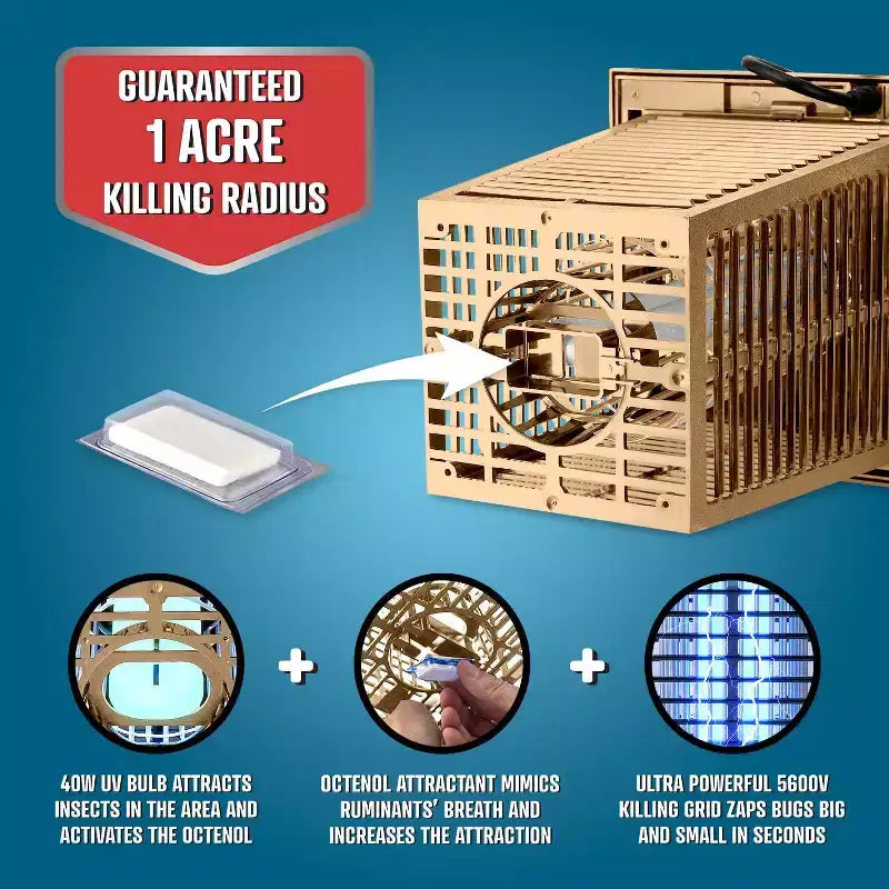 Flowtron Bug Zapper 1 Acre Outdoor Coverage w/ 40W Bulb & 5600V Grid (Tan)
