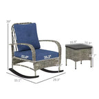 GDFStudio Belmont 3-Piece Patio Bistro Set with Rocking Chairs and Wicker Table